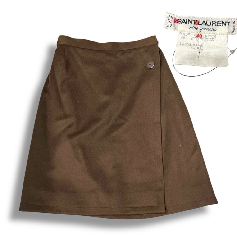 Vintage Yves Saint Laurent Rive Gauche brown wool wrap skirt- Great Condition